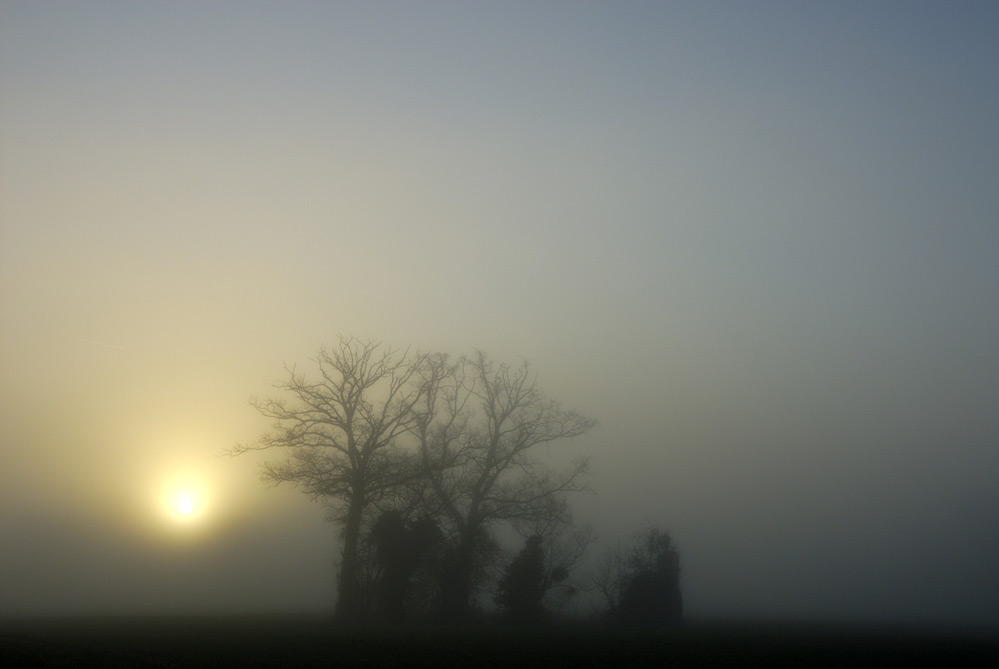 Lever de soleil dans la brume